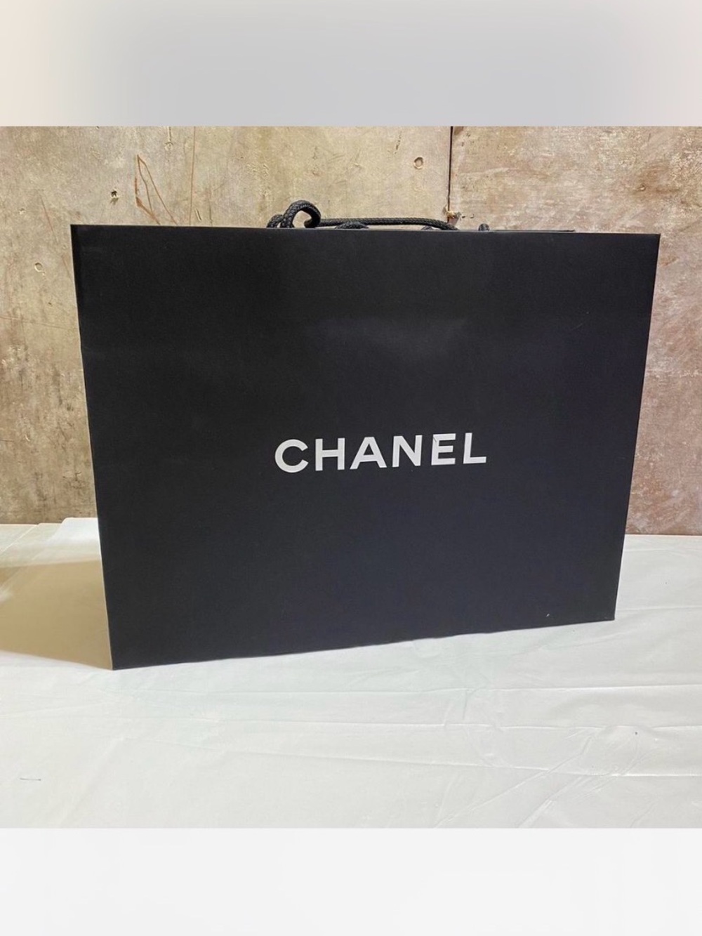 CHANEL Black and White Logo Luxe Gift Bag